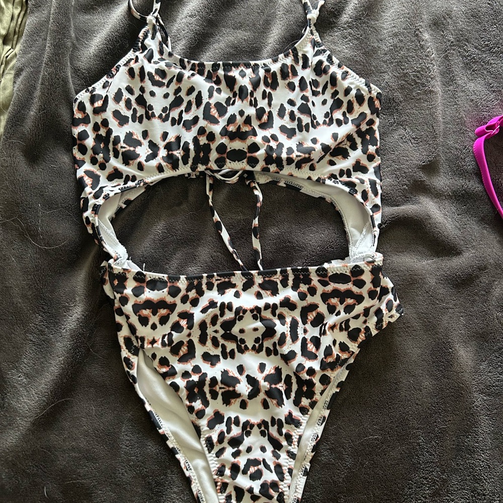 Leopard Print Cutout Swimsuit
